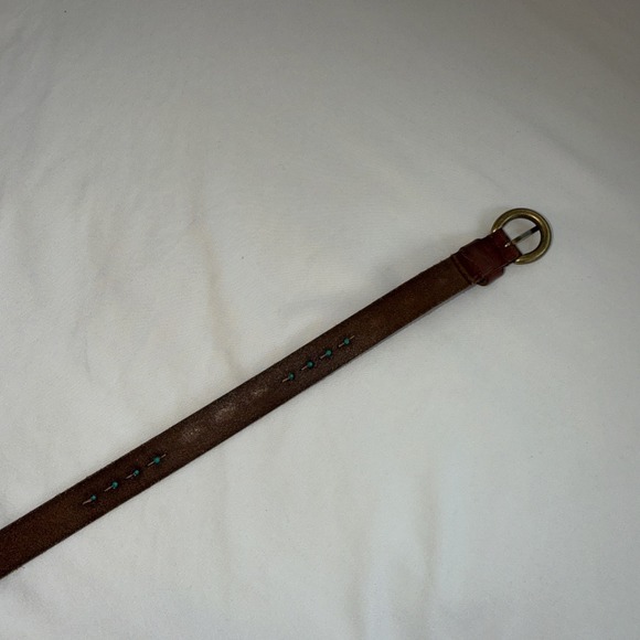 Leather Belt Women Size 31-35 Southwest Turquoise Beads - Picture 5 of 6